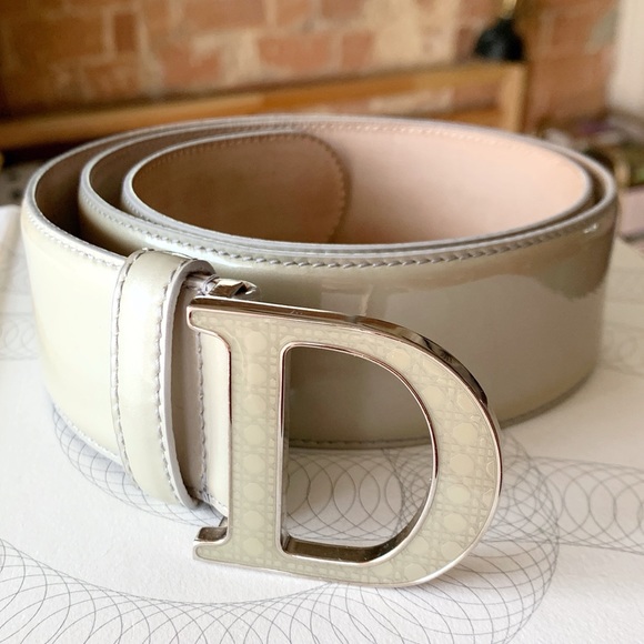 Dior Accessories - DIOR Patent Leather Cannage D Logo Belt 90